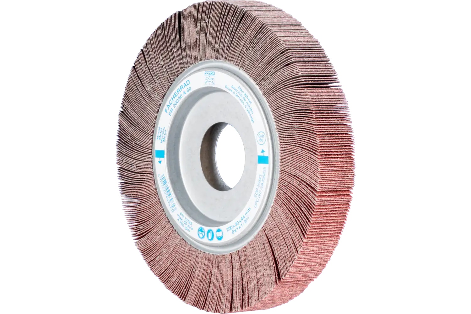 Picture of Pferd Unmounted Flap Wheel, 8" X 1, 1" Arbor, 80 Grit, Aluminum Oxide